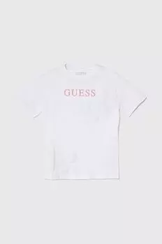 Детская хлопковая футболка Guess, белый