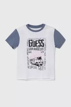 Детская хлопковая футболка Guess, белый