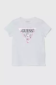 Детская хлопковая футболка Guess, белый