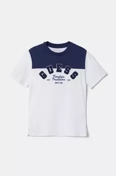Детская хлопковая футболка Guess, белый