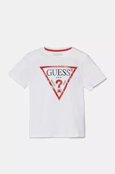 Детская хлопковая футболка Guess, белый