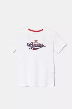 Детская хлопковая футболка Guess, белый
