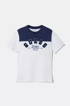 Детская хлопковая футболка Guess, белый