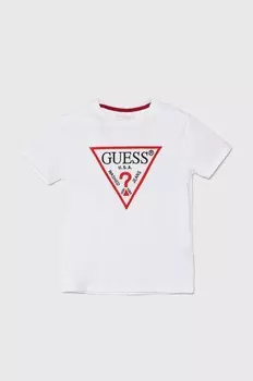 Детская хлопковая футболка Guess, белый