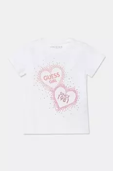 Детская хлопковая футболка Guess, белый