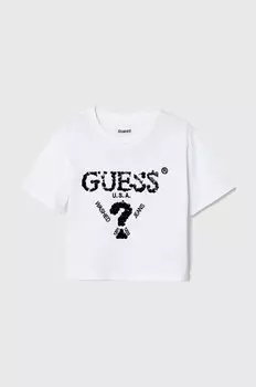 Детская хлопковая футболка Guess, белый