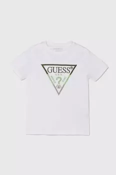 Детская хлопковая футболка Guess, белый