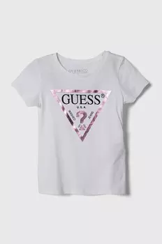 Детская хлопковая футболка Guess, белый