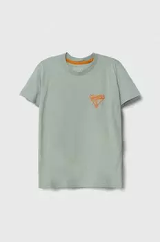Детская хлопковая футболка Guess, бирюзовый