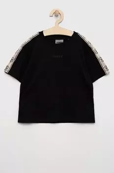 Детская хлопковая футболка Guess, черный