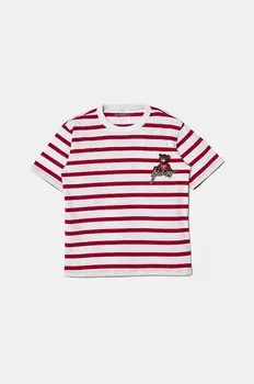 Детская хлопковая футболка Guess, гранатовый