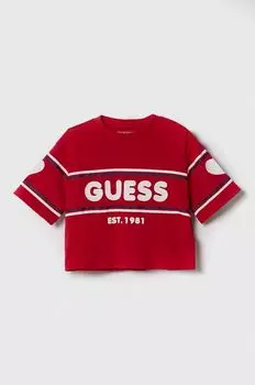 Детская хлопковая футболка Guess, красный