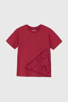 Детская хлопковая футболка Guess, красный