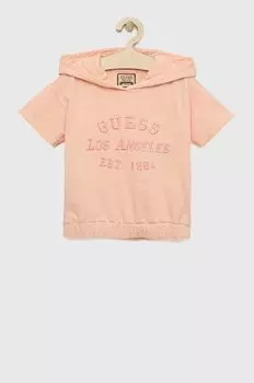 Детская хлопковая футболка Guess, оранжевый
