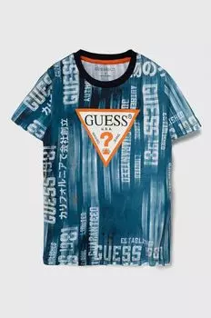 Детская хлопковая футболка Guess, синий