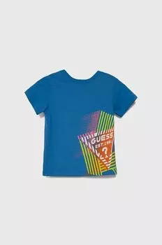 Детская хлопковая футболка Guess, синий