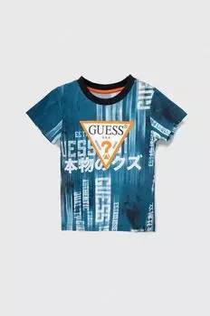 Детская хлопковая футболка Guess, синий