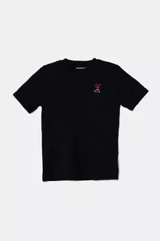 Детская хлопковая футболка Guess, темно-синий