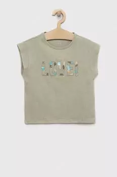 Детская хлопковая футболка Guess, зеленый