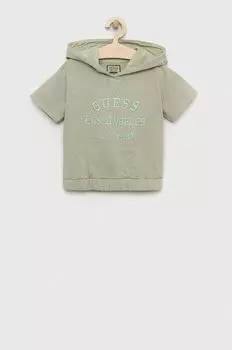 Детская хлопковая футболка Guess, зеленый