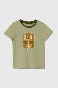 Детская хлопковая футболка Guess, зеленый