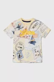 Детская хлопковая футболка Guess, желтый