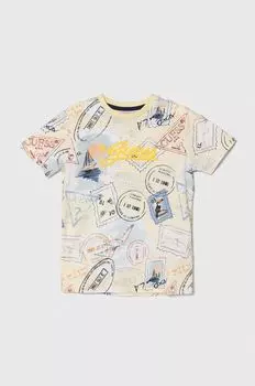 Детская хлопковая футболка Guess, желтый