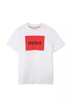 Детская хлопковая футболка HUGO, белый