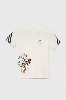 Детская хлопковая футболка I DY MM T adidas, бежевый