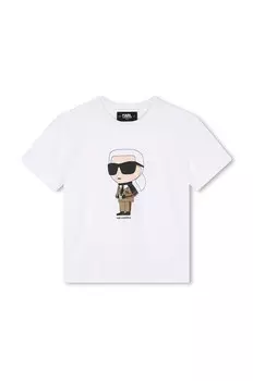 Детская хлопковая футболка Karl Lagerfeld, белый