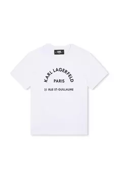 Детская хлопковая футболка Karl Lagerfeld, белый