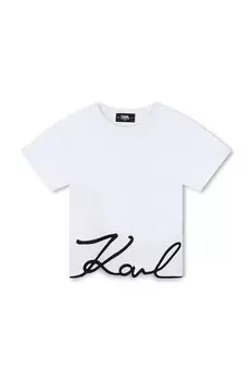 Детская хлопковая футболка Karl Lagerfeld, белый