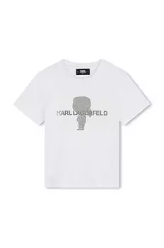 Детская хлопковая футболка Karl Lagerfeld, белый