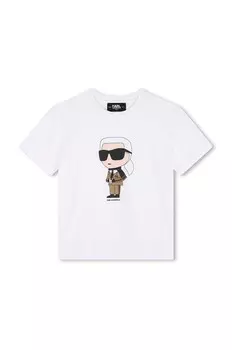 Детская хлопковая футболка Karl Lagerfeld, белый