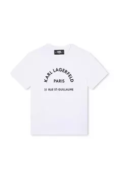 Детская хлопковая футболка Karl Lagerfeld, белый