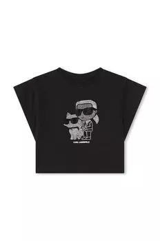 Детская хлопковая футболка Karl Lagerfeld, черный