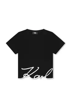 Детская хлопковая футболка Karl Lagerfeld, черный