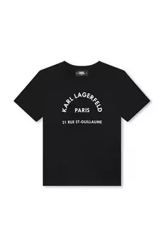 Детская хлопковая футболка Karl Lagerfeld, черный