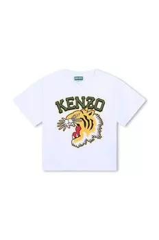 Детская хлопковая футболка Kenzo, белый