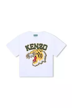 Детская хлопковая футболка Kenzo Kids, белый