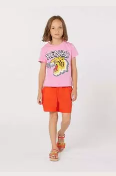 Детская хлопковая футболка Kenzo kids, розовый