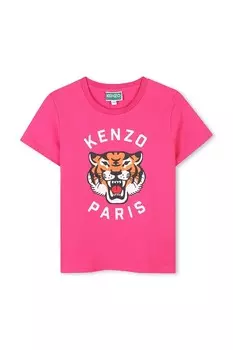 Детская хлопковая футболка Kenzo Kids, розовый