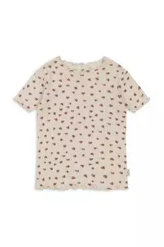 Детская хлопковая футболка Konges Sljd, бежевый