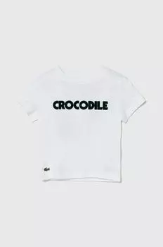 Детская хлопковая футболка Lacoste, белый