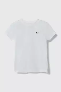 Детская хлопковая футболка Lacoste, белый