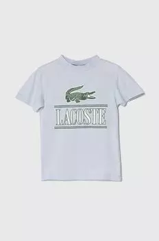 Детская хлопковая футболка Lacoste, синий