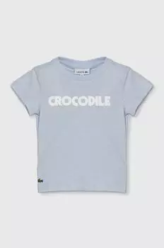 Детская хлопковая футболка Lacoste, синий