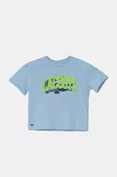 Детская хлопковая футболка Lacoste, синий