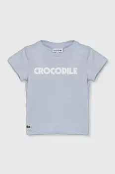 Детская хлопковая футболка Lacoste, синий