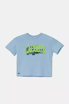 Детская хлопковая футболка Lacoste, синий